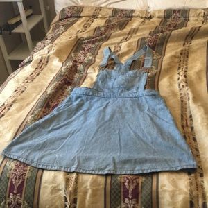 Overall inspired mini dress!  Blue & white dress